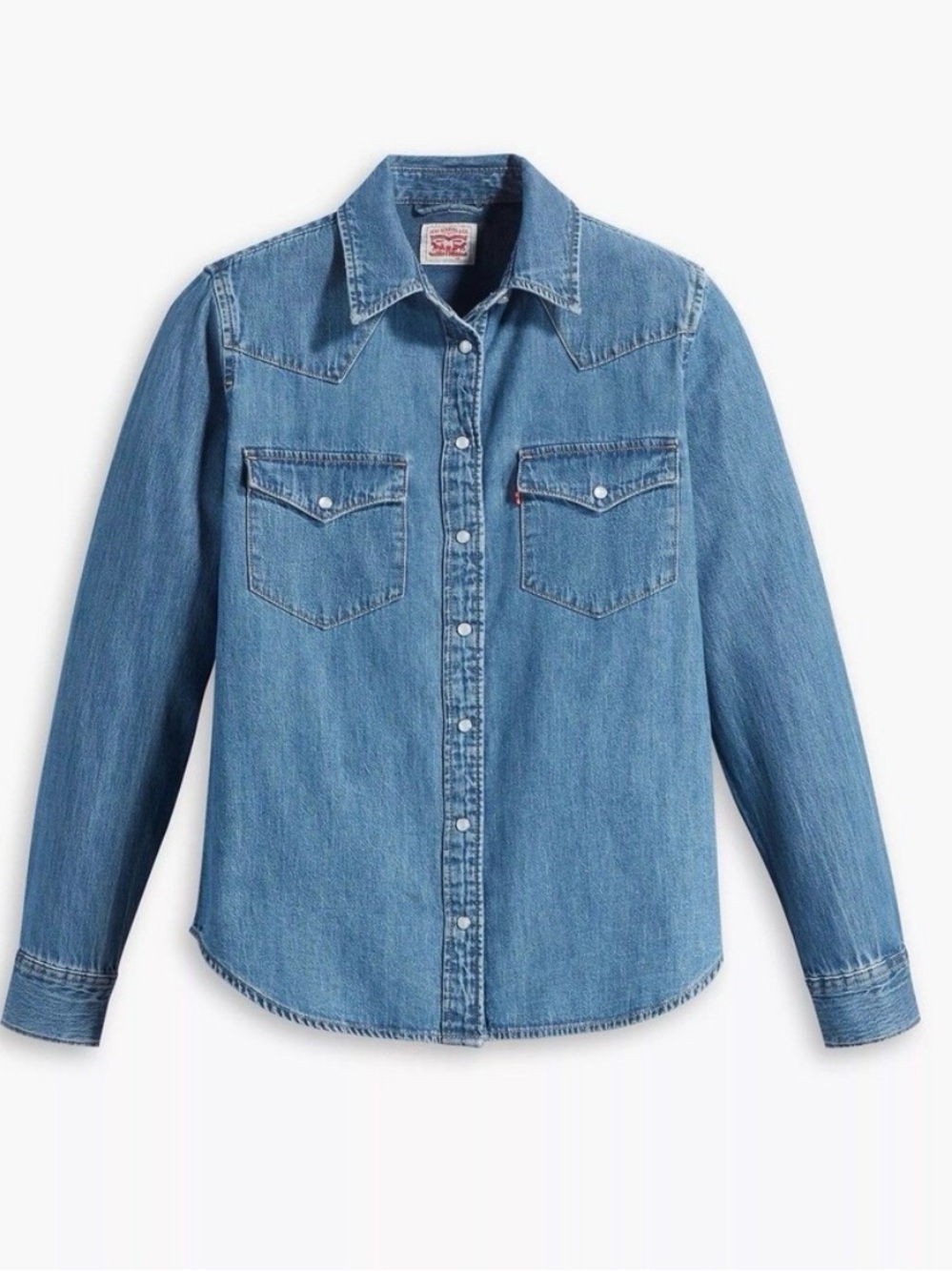 NWT Levi's Women's Ultimate Western Chambray Denim Jean Pearl Snap Shirt M